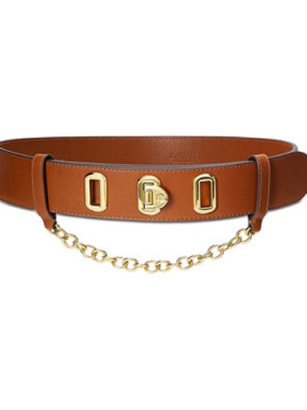 Lauren Ralph Lauren Flip Lock Chain Detail Belt in Brown Size Medium NWT